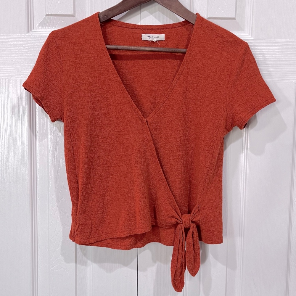 Madewell Wrap Texture & Thread Wrap-Tie Top Spiced Cinnamon Size XS